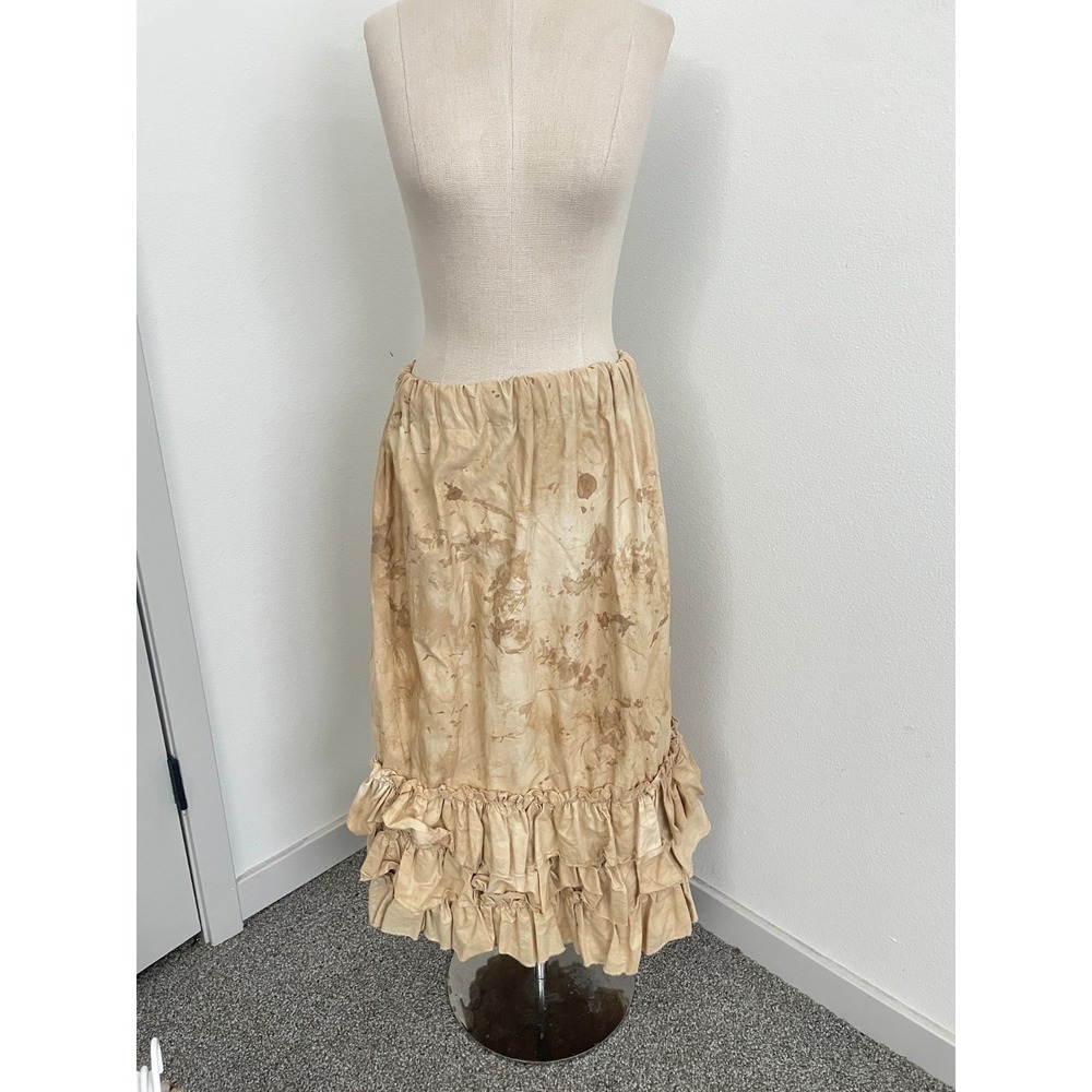Shabby Chic Handmade Skirt Women S/M Ruffle Hem Midi Elastic Waist Boho Cottage - Picture 3 of 10